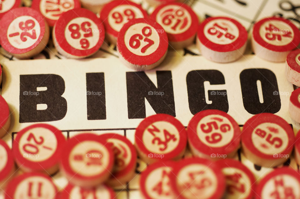 Close-Up of Bingo Card and Chips