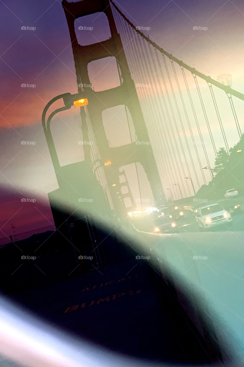 Sunset view of Golden Gate