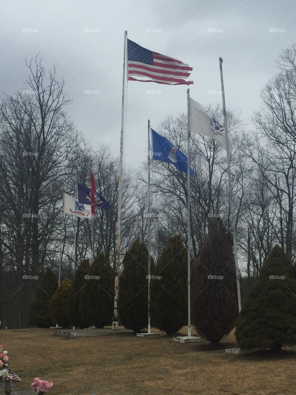 Flags at the gethsemane cemetery wv. 