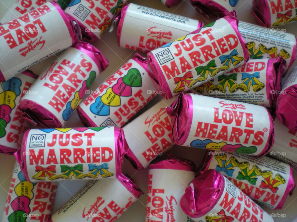 Just Married Love Hearts
