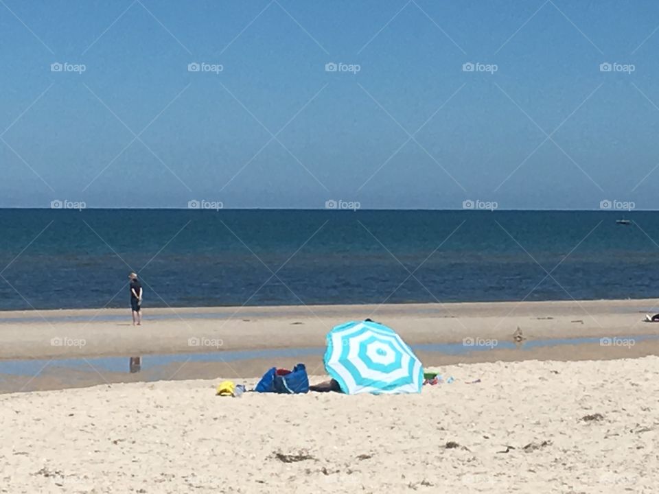 Beach umbrella on south Australia beach 