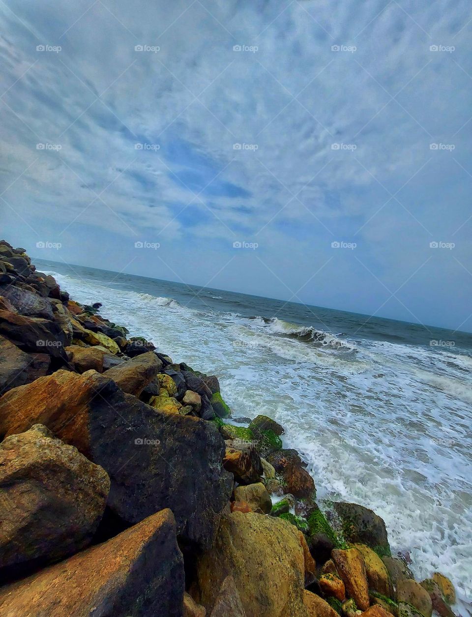 Beach with rocks,  rockside beach, beach,beach and sky