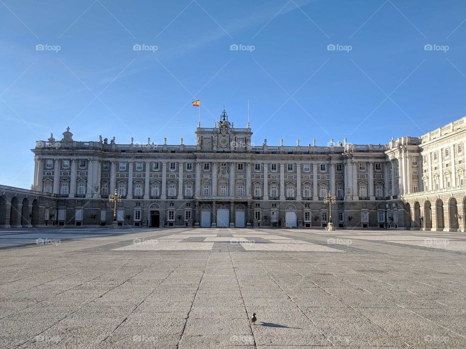 Royal Palace of Madrid, Spain, on a Sunny Summer Day
