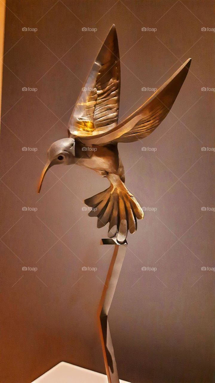 Hummingbird, art, sculpture, colorful,golden,animals,bird