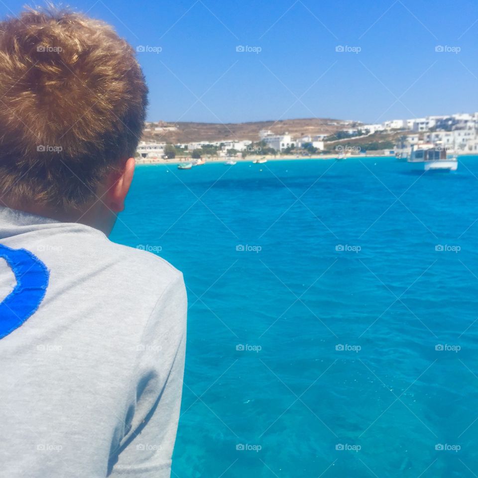 My cousin looking out over the beautiful blue Mediterranean Sea  