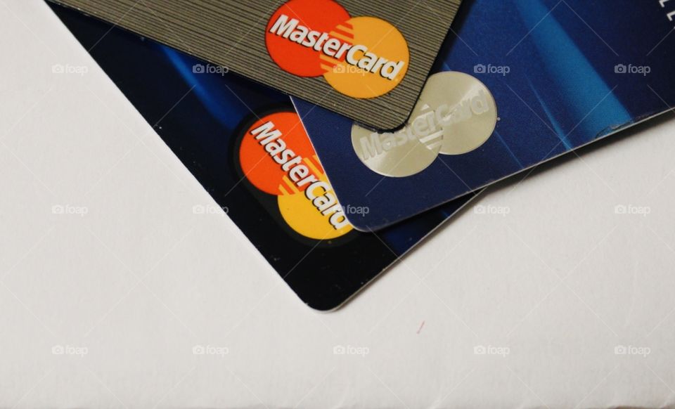 Close up of credit cards.- MasterCard 