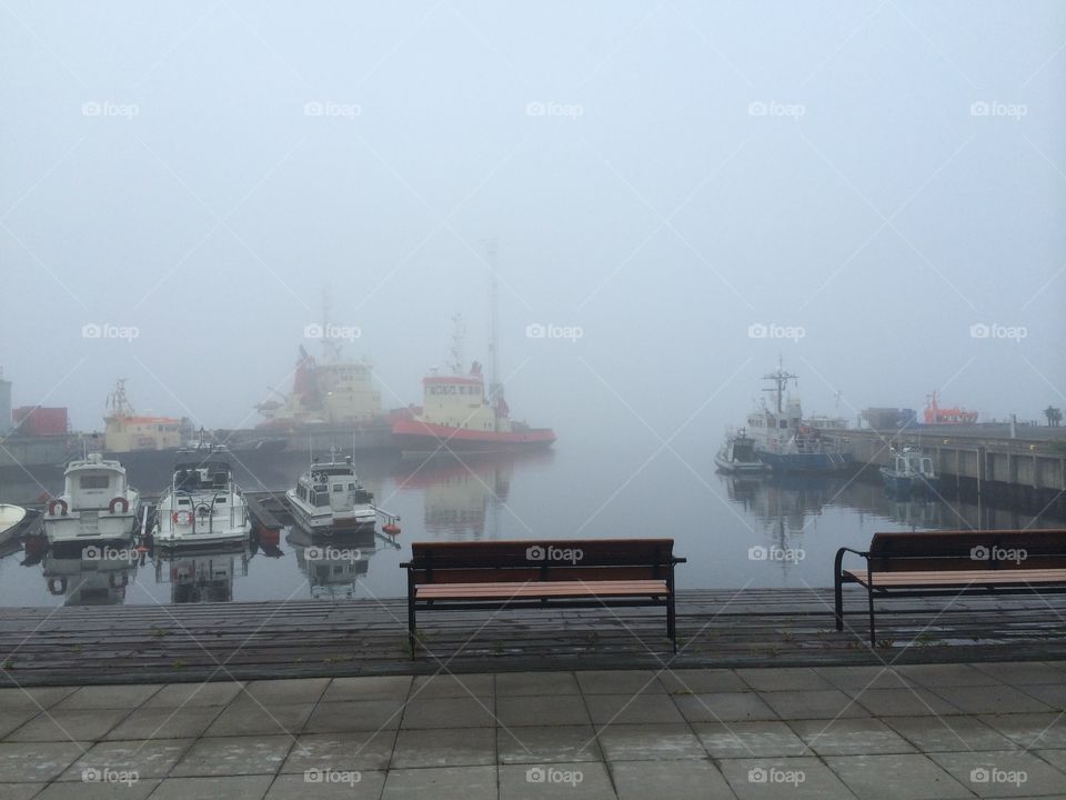 In Luleå harbour a foggy day