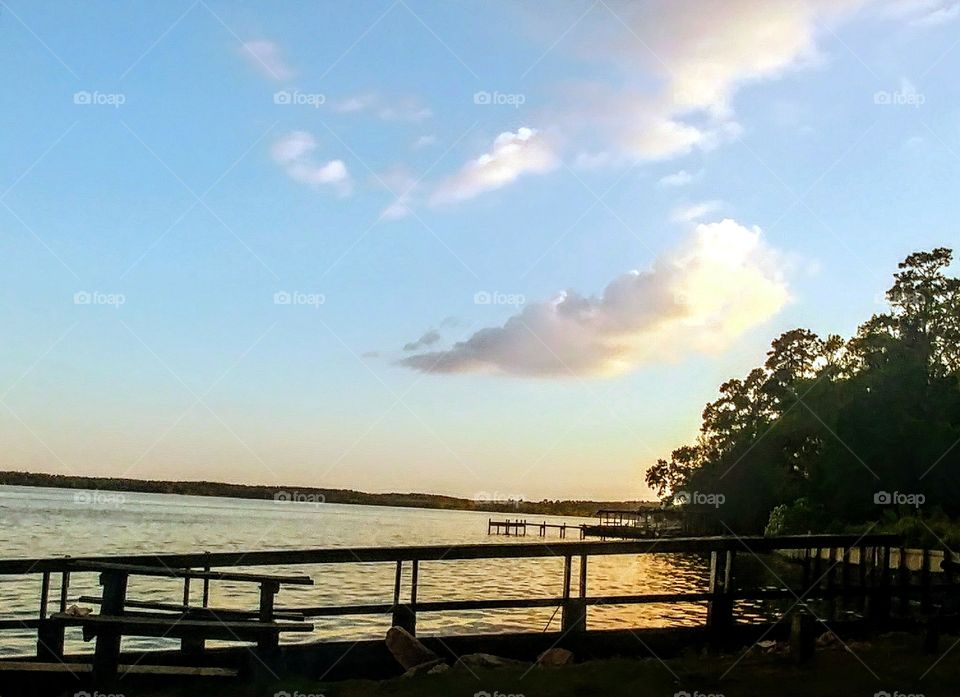 Lakeside at sunset