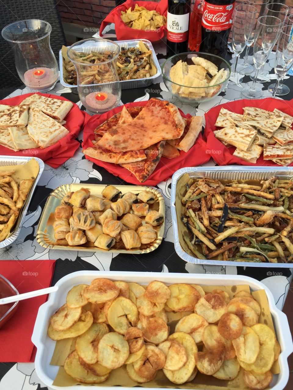 Table full of food. Inside a table full of delicious food