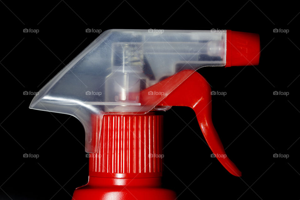 red spray bottle close up