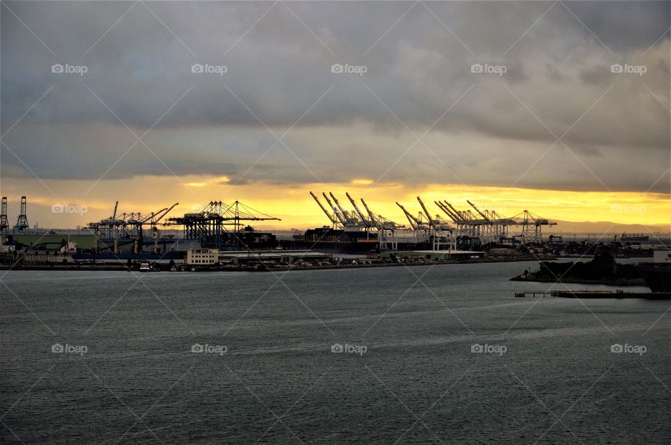Sunrise in the port of Long Beach