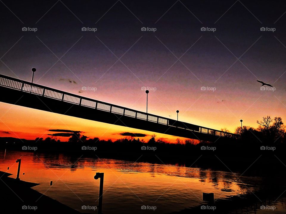 Reflection of dramatic sky on river