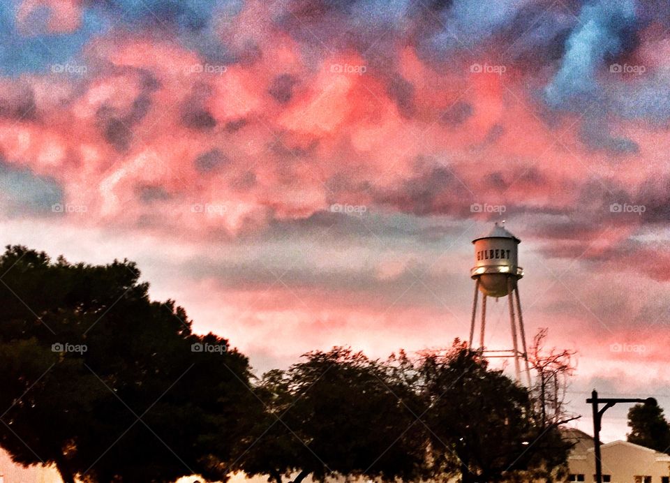 Water Tower at Sunset