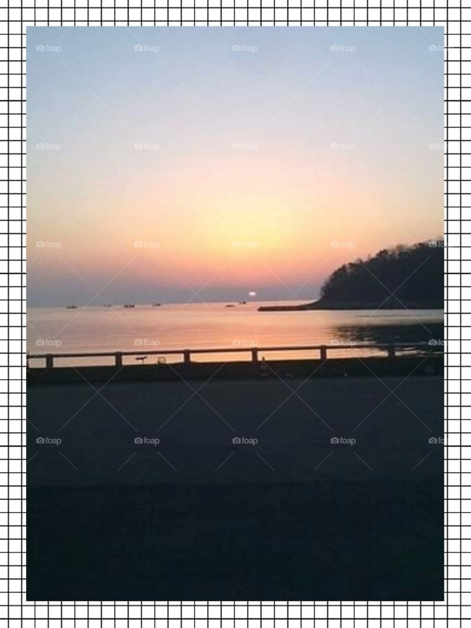 The Blue Sea In Masan South Korea and the Beautiful Sunset.