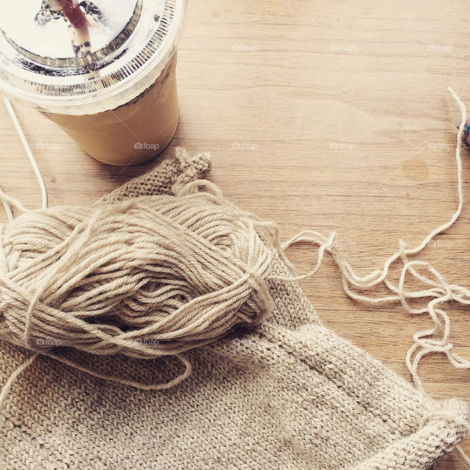 Knitting cafe. Knitting at cafe 