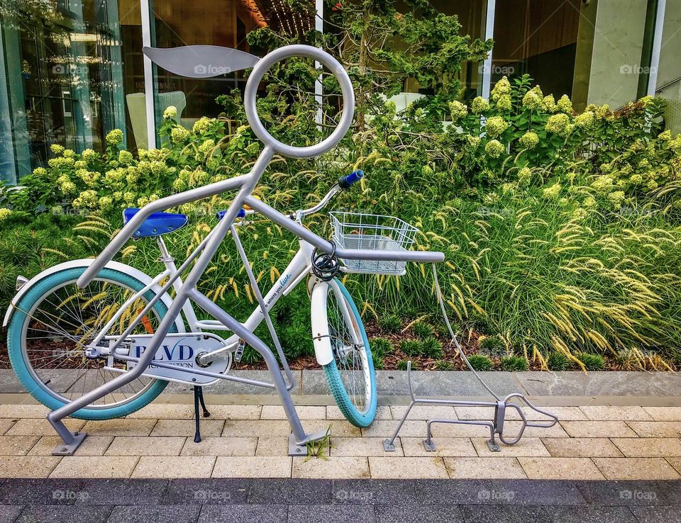 Bicycle resting on a stand