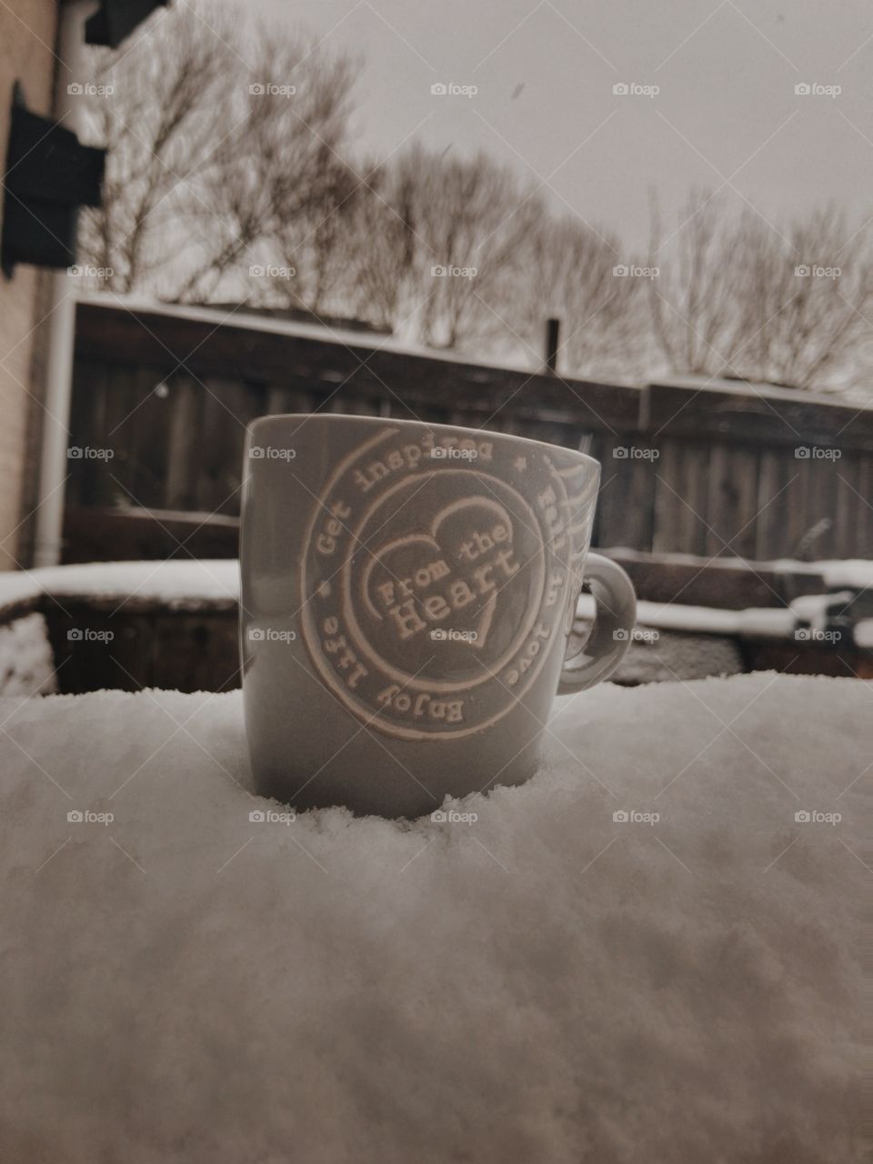 A warm cup of coffee during the winter days 