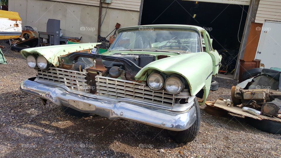 1959 Plymouth Savoy at the yard