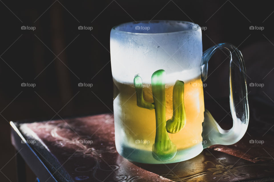 Frosty mug of brew