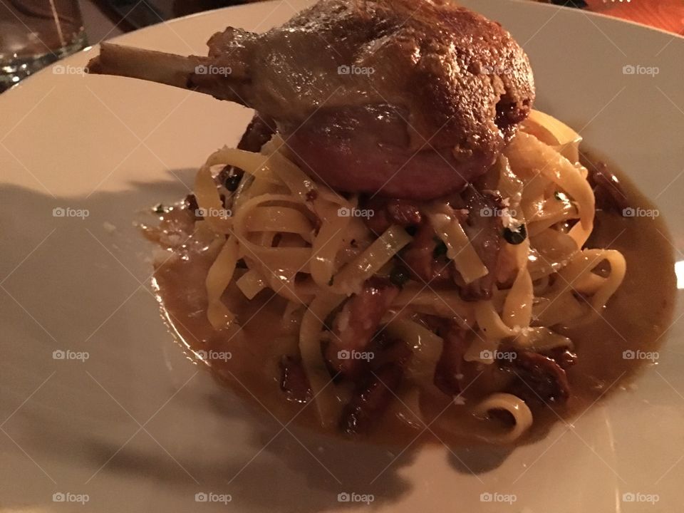 Duck confit and pasta