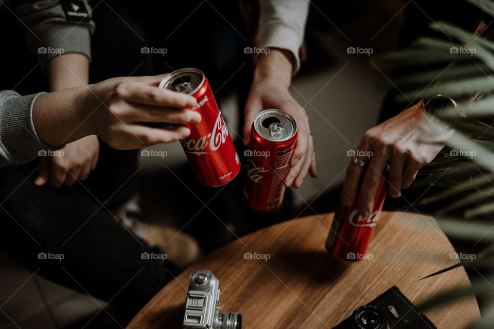 friends drinking coca cola