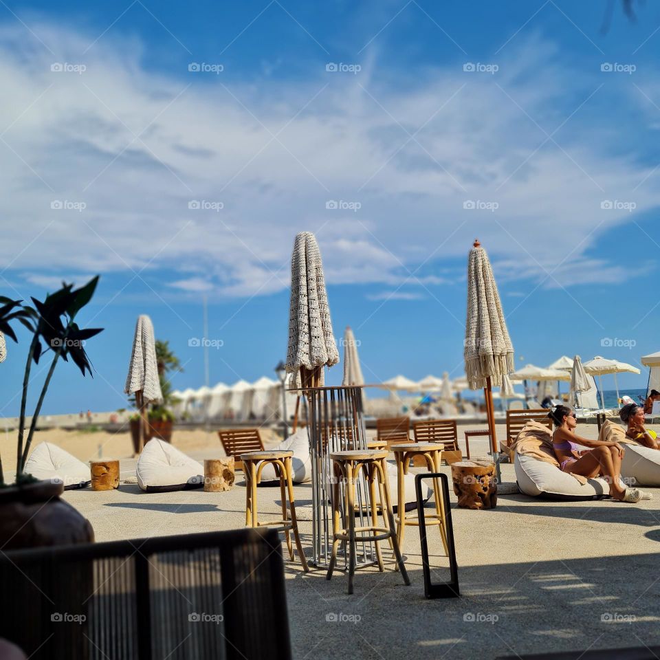 Serene Beachside Lounge on a Sunny Day