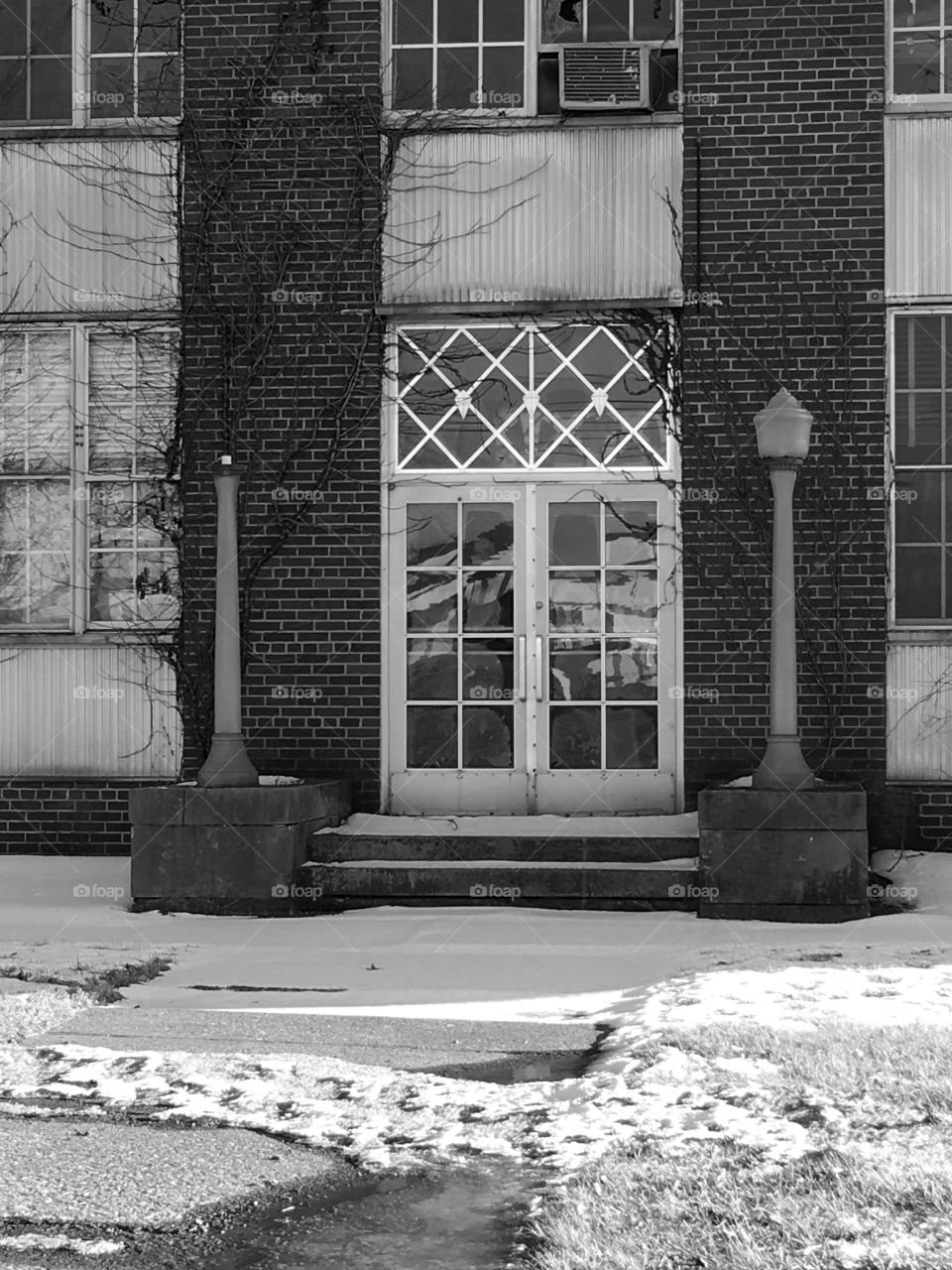 City building, old doors