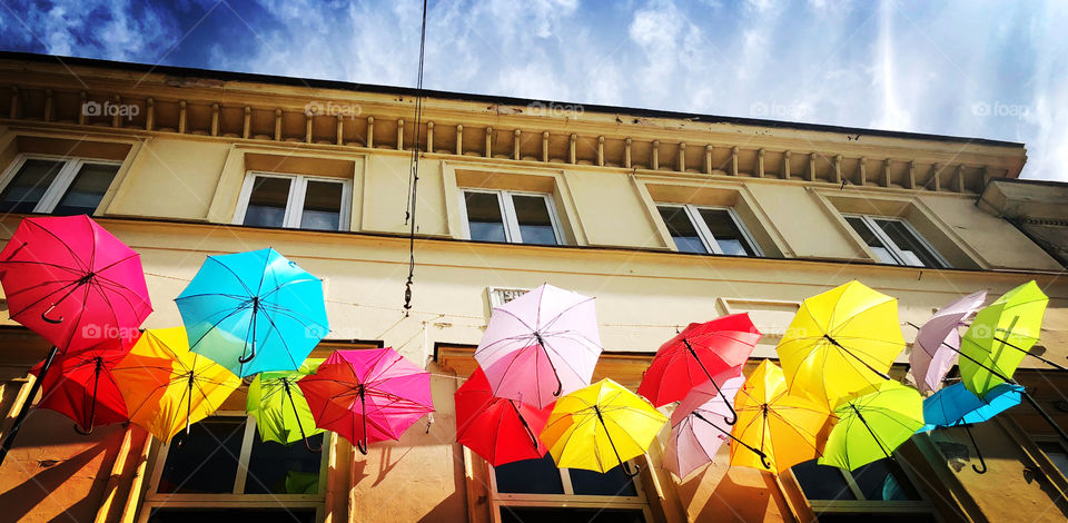 Decorating with umbrellas in summer 