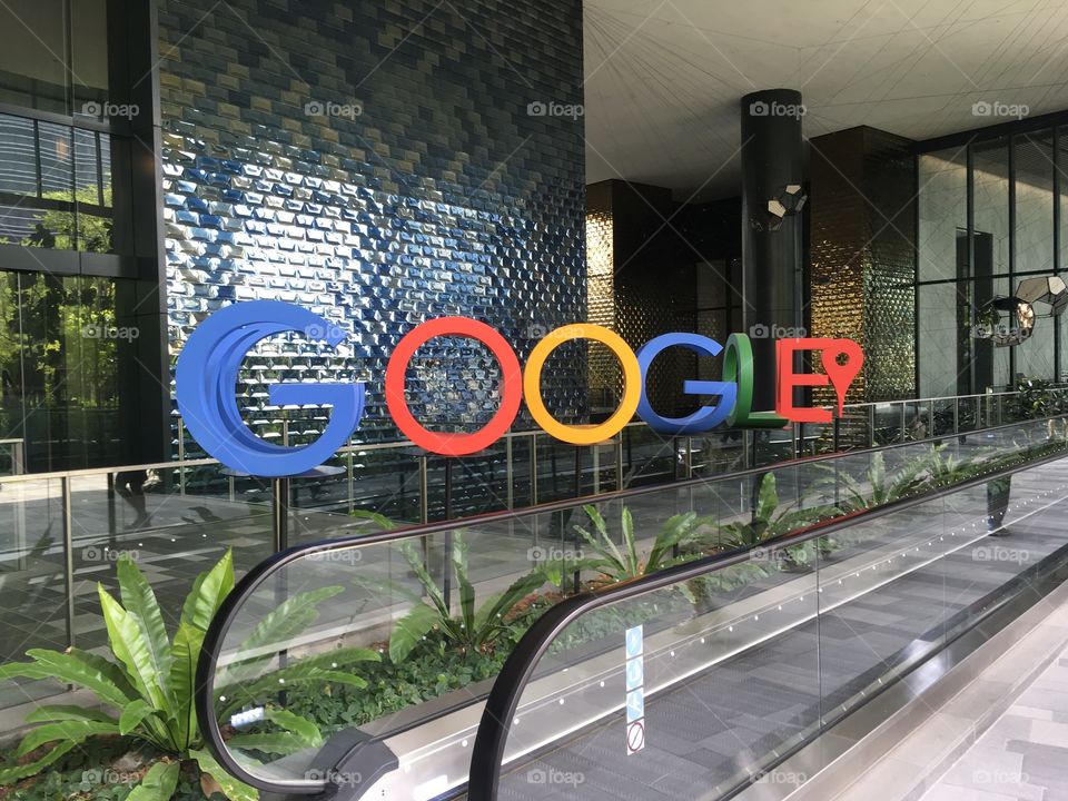 Google logo from Google’s office in Singapore