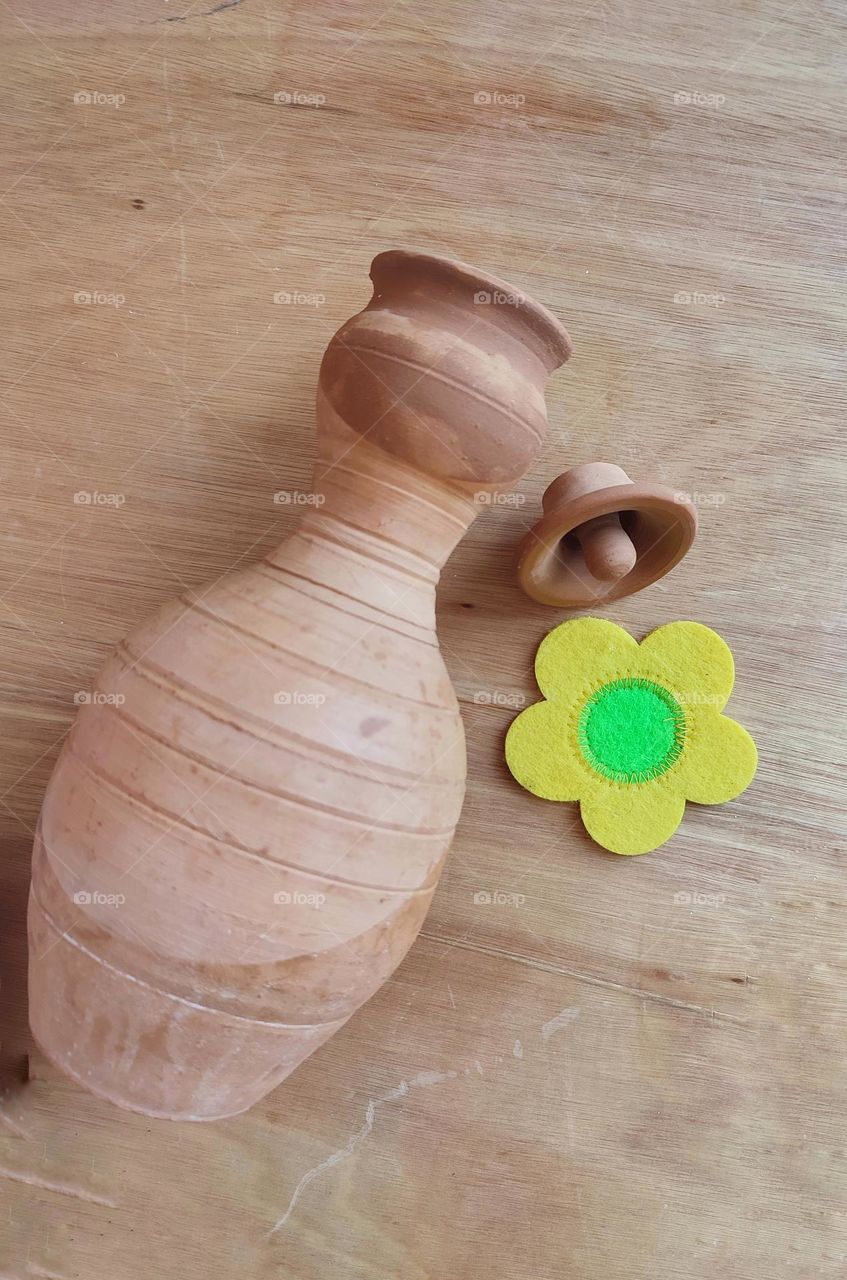 traditional mud bottle,  hand made 💫