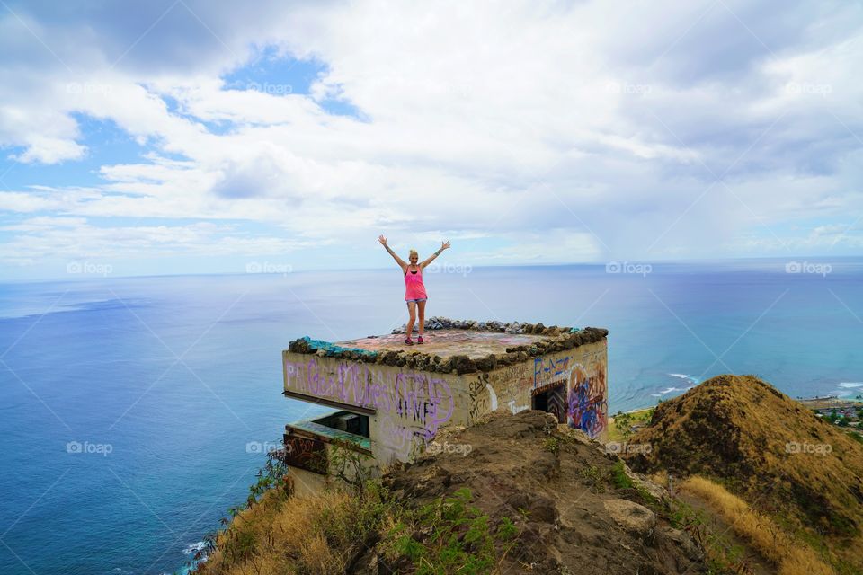 Success reaching the top of a gorgeous pillbox hike on the west side of Oahu 