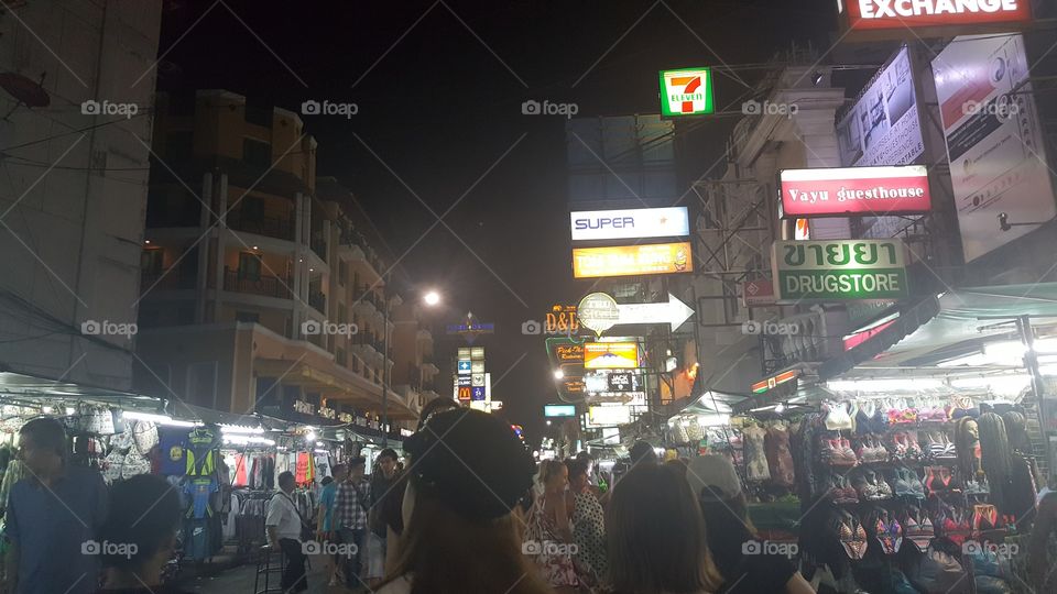 Khao San Road at night in Bangkok