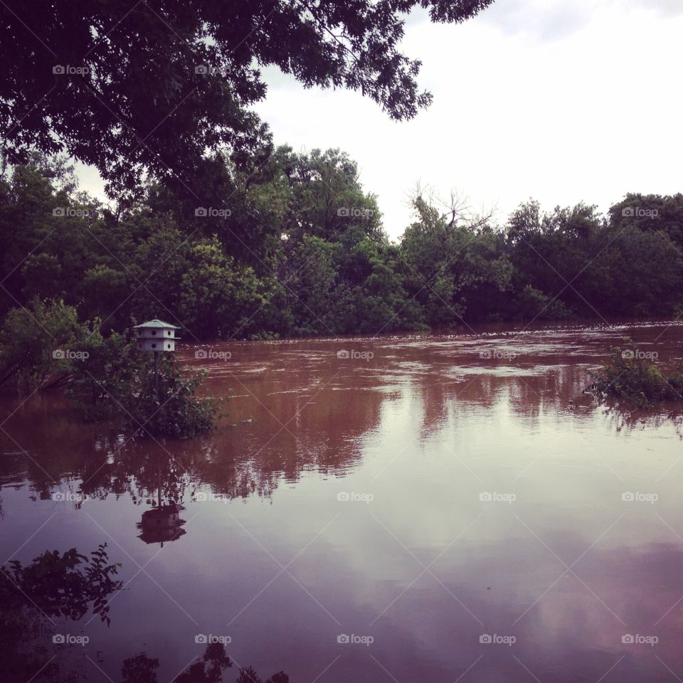 Wichita River Over Flood Stage. River flooding