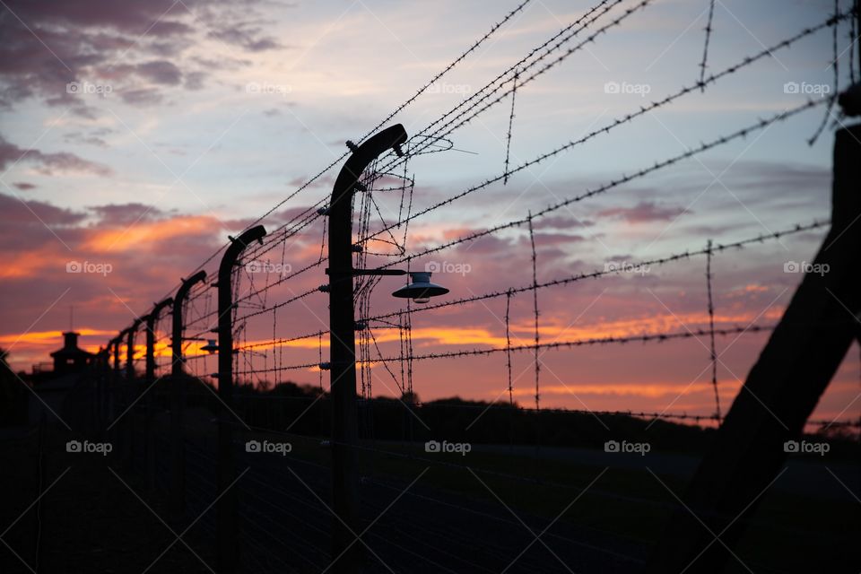 Barbed wire fence of the concentration Camp Buchenwald Germany 