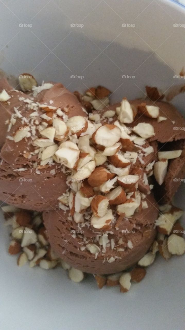 A moment for myself.. Chocolate almond ice cream. 