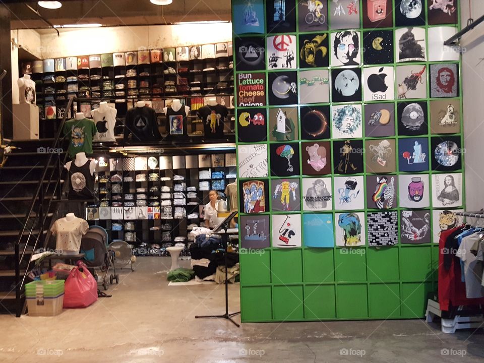 T-shirt wholesaler in a tower in Chinatown in Bangkok