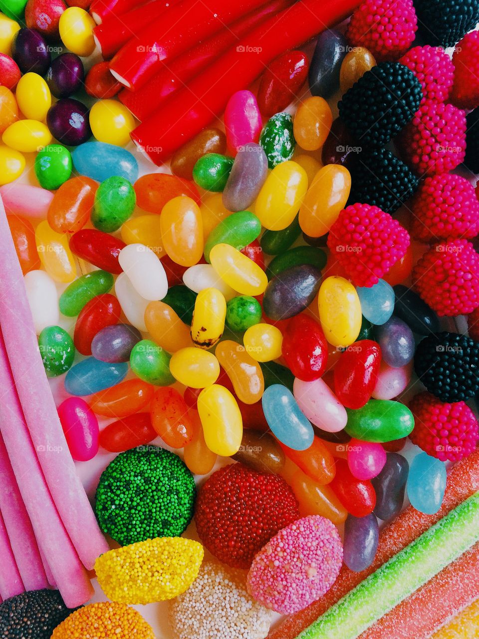 multi-colored bright sweets and candies