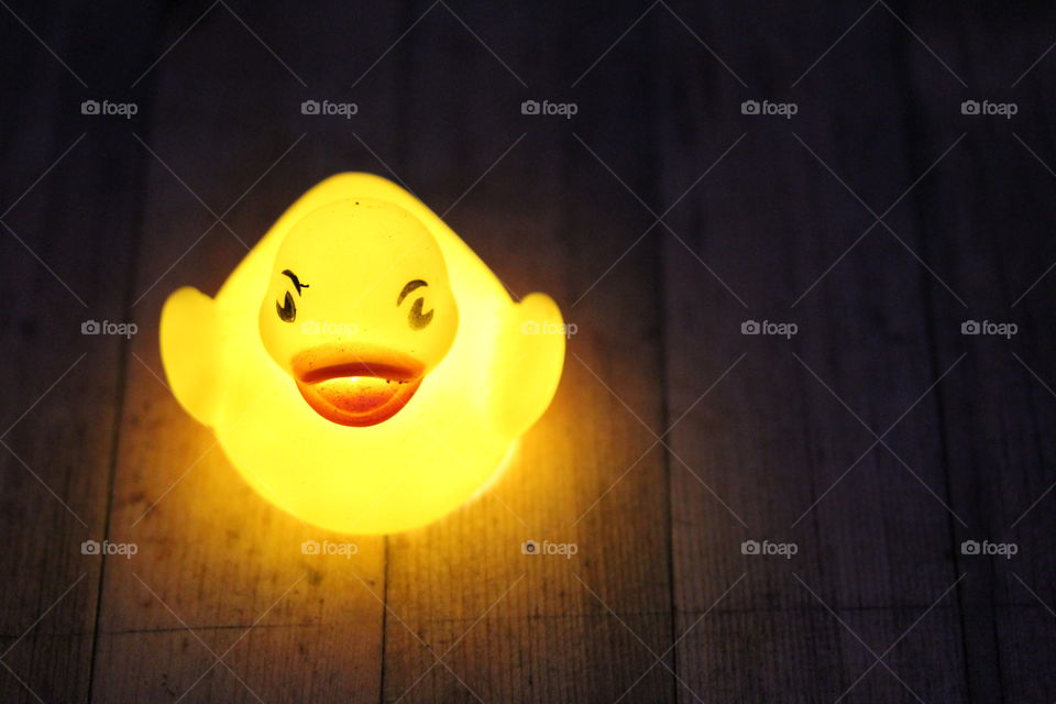rubber ducky on a light