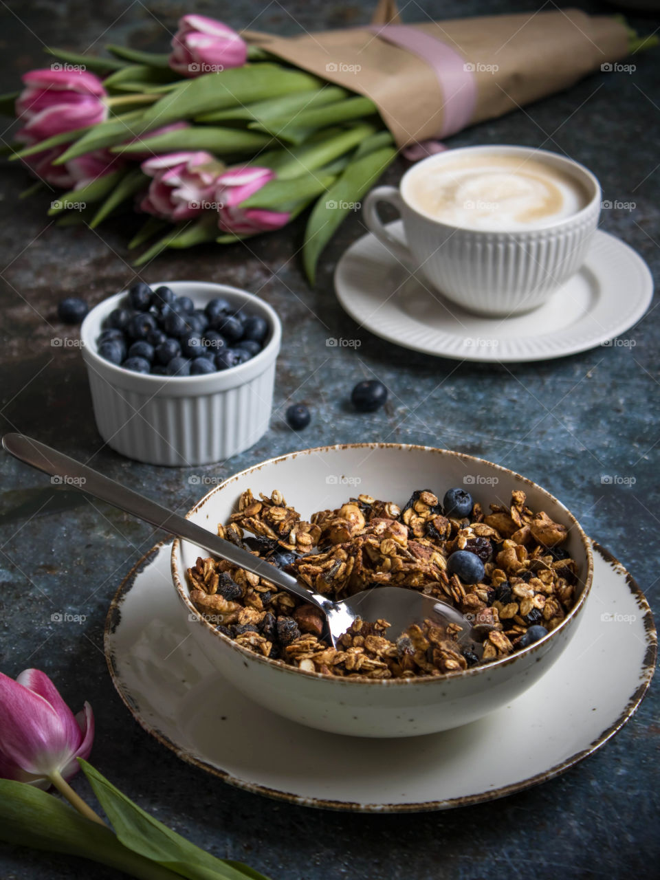 coffee and granola breakfast