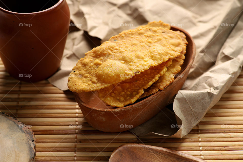 Indian Gujarati Food Fafda in a clay pot