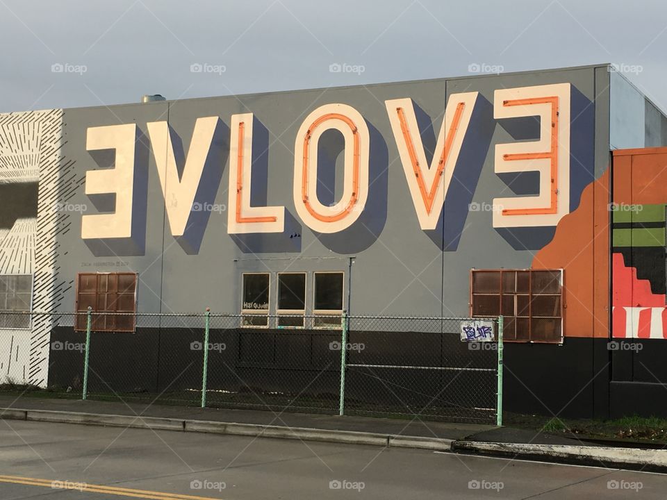 LOVE/EVOLVE street art in Seattle WA