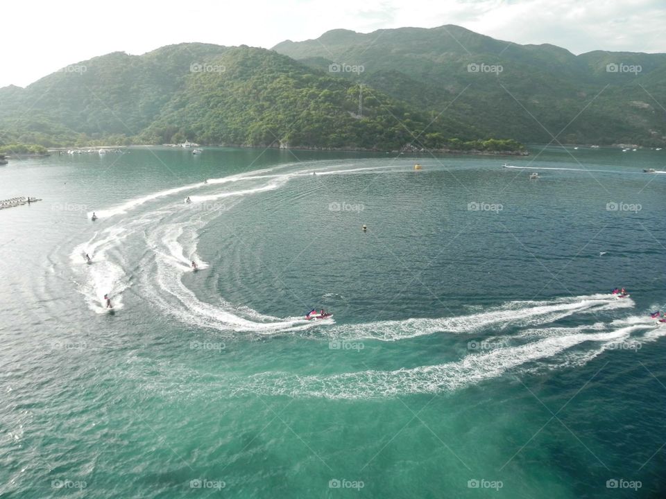 Jet ski racing in sea