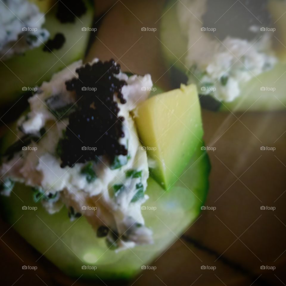 cucumber veggie bites with caviar