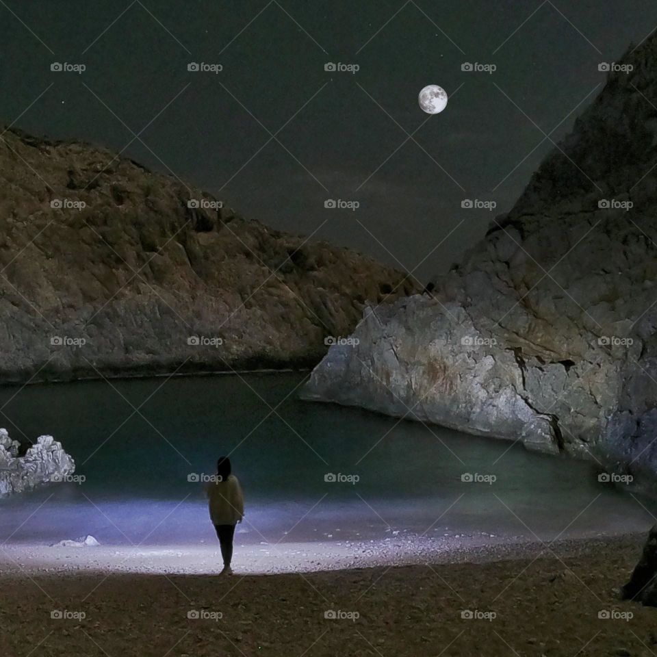 beautiful beach night in Greece