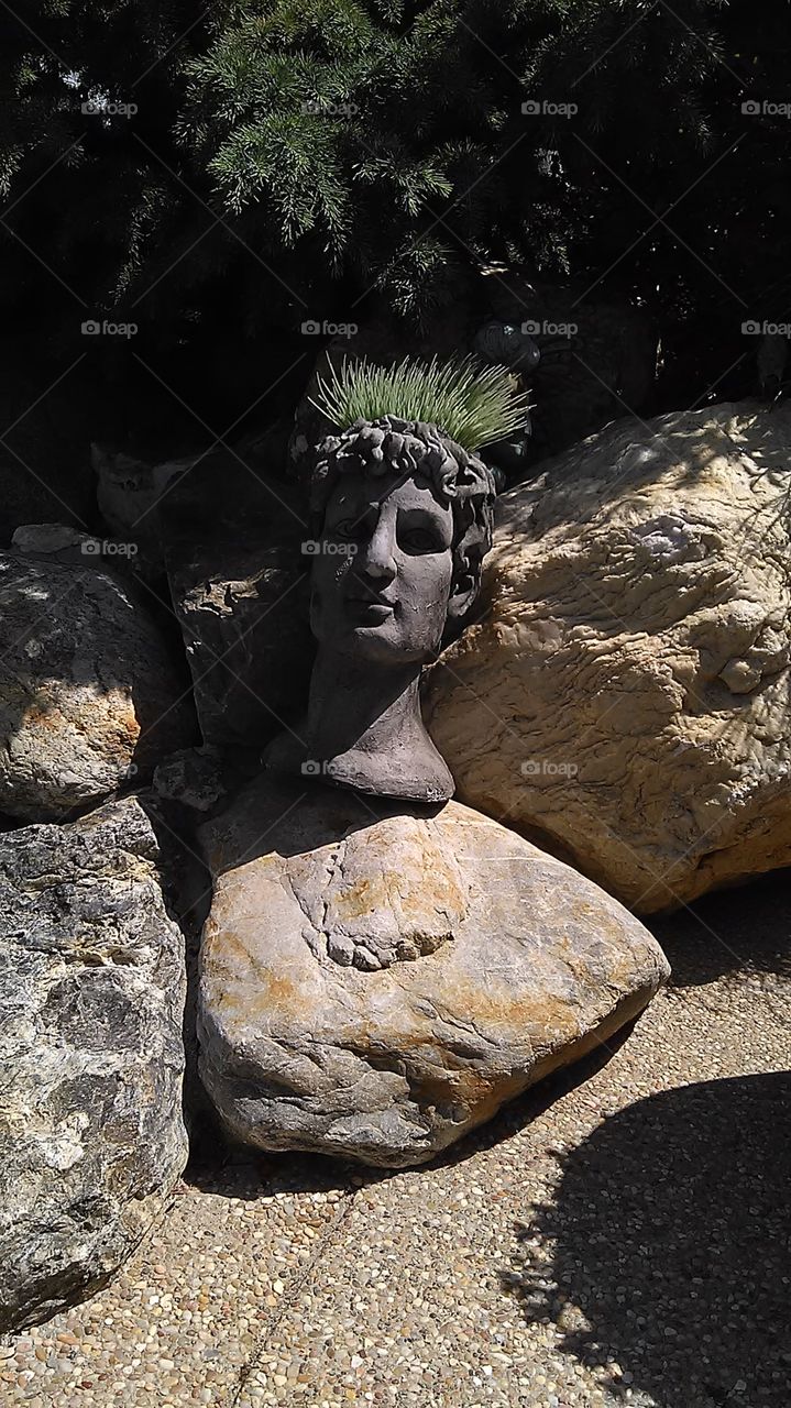 Headrest. Working in the backyard