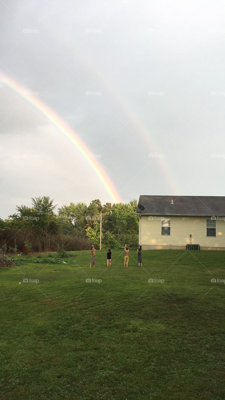 Rainbow, No Person, Landscape, Farm, Rain