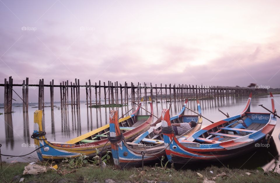 Local life style at The longest wooden bridge,U bein Mandalay Myanmar