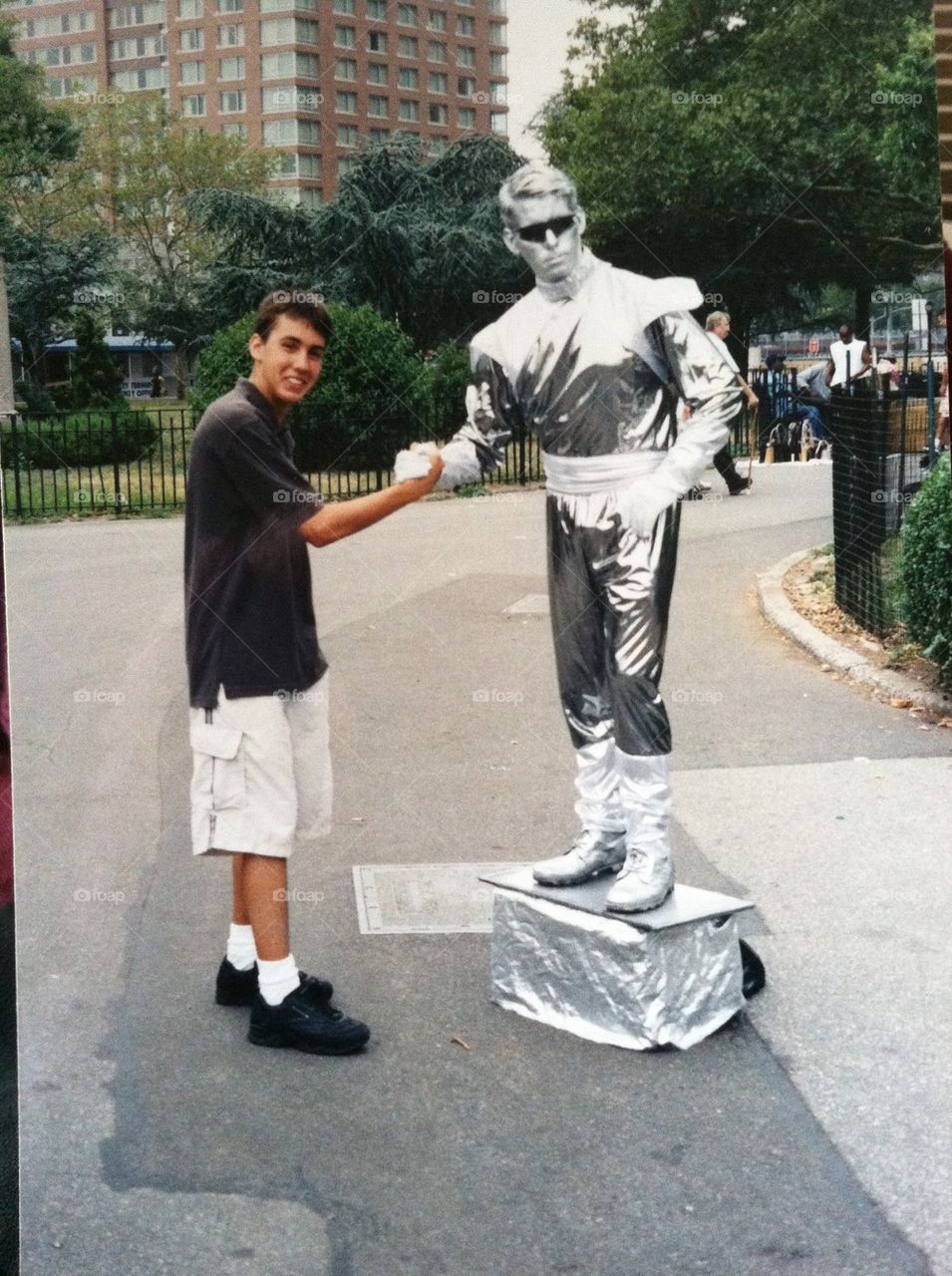 Hello New York silver man
