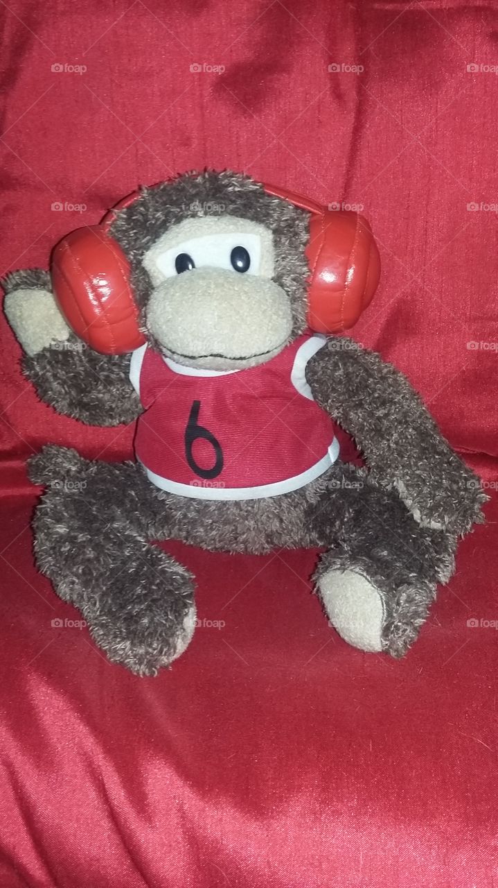 monkey with music on head