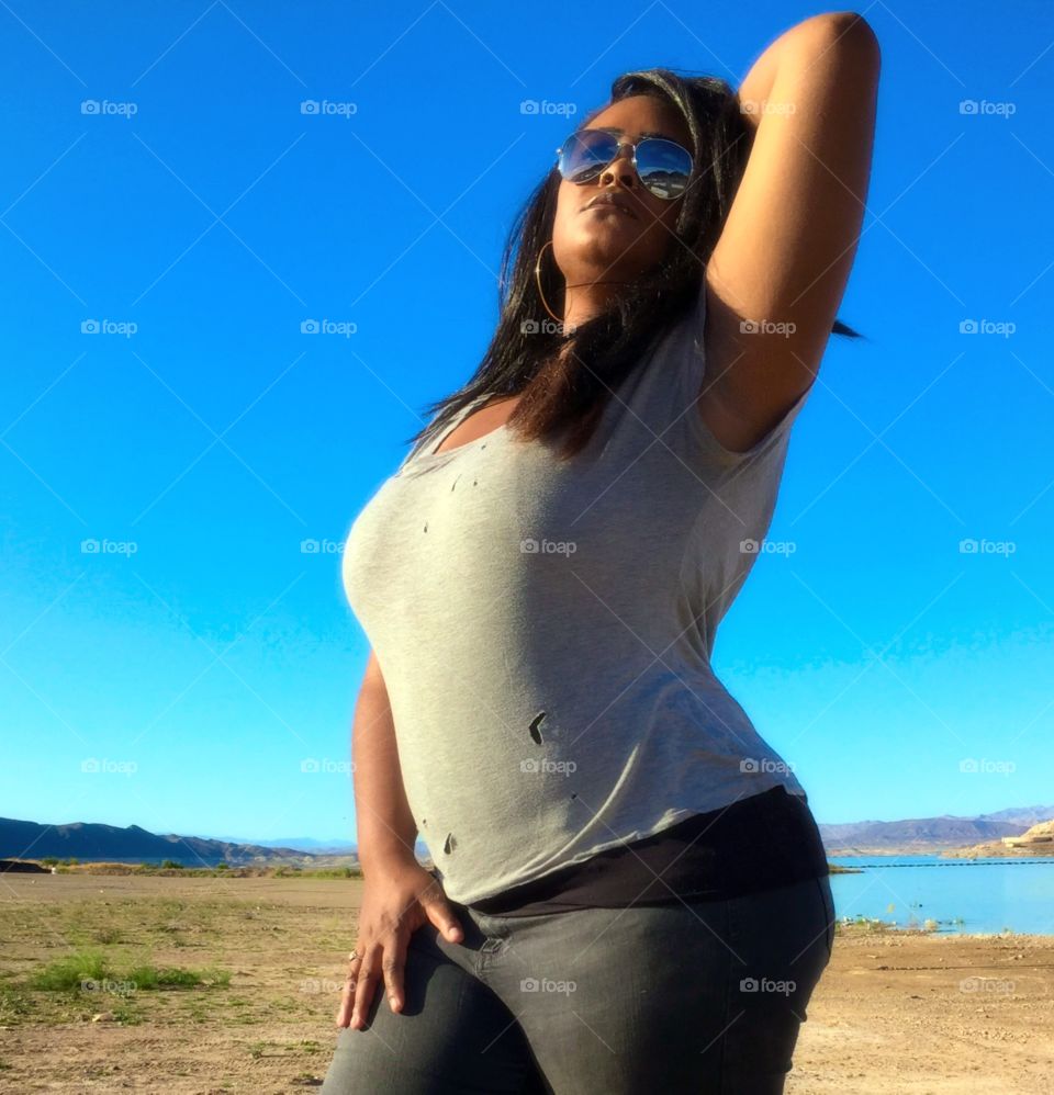 Model with sky as background 